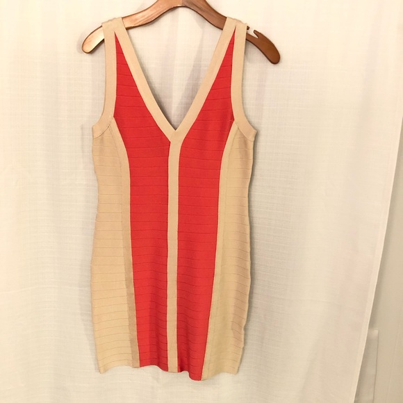 Coral/Nude BEBE Dress - Picture 1 of 5